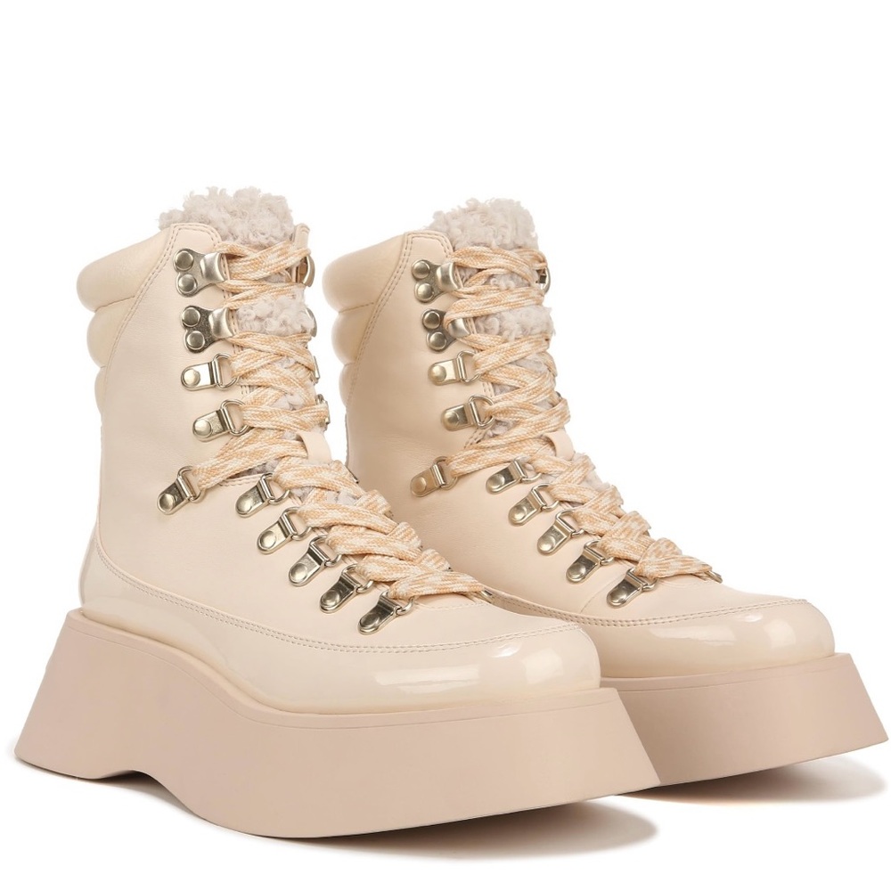 Creme Platform Lace-Up Cushioned Boots —Brand New!
